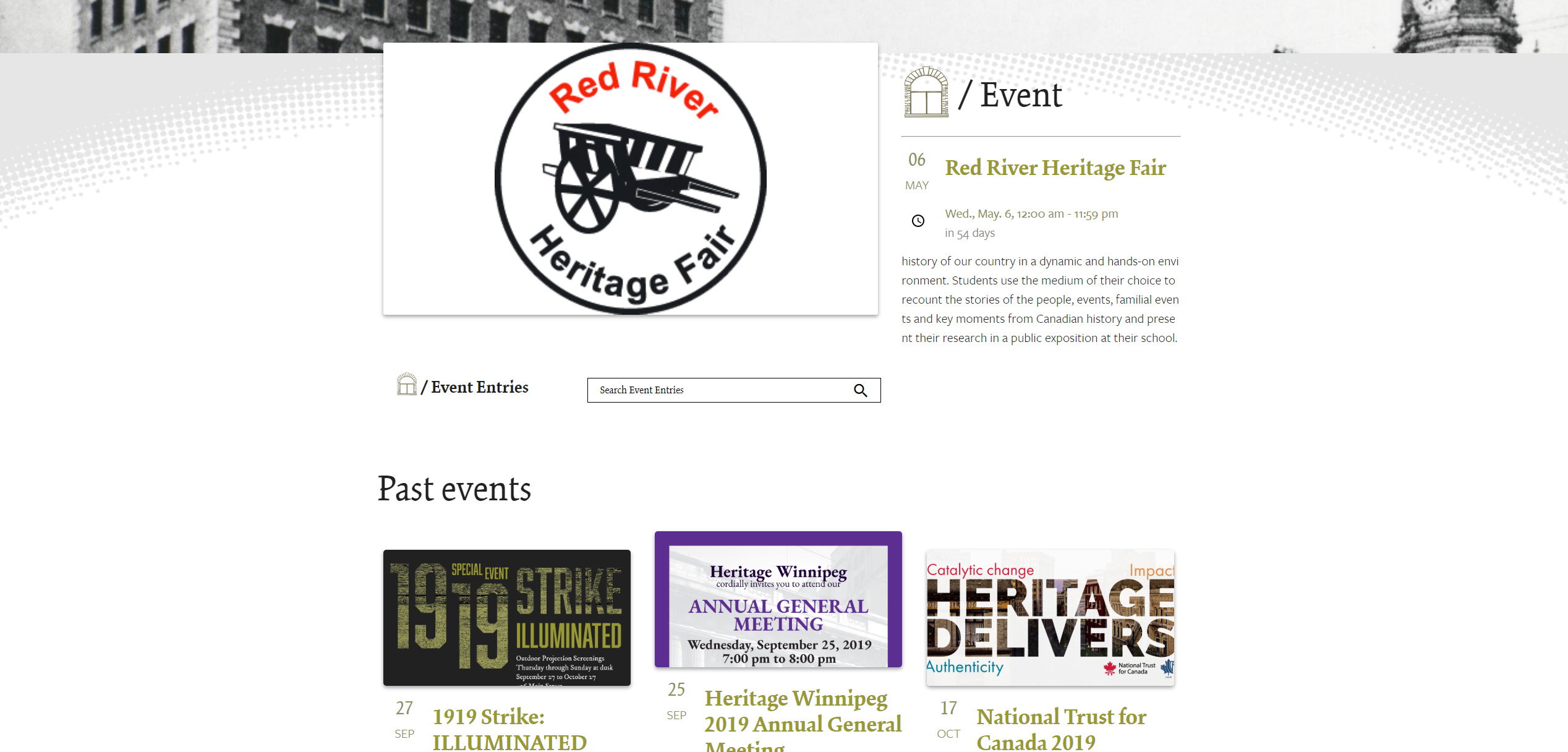 Heritage WinnipegCalendar of Events Heritage Winnipeg