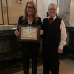 Cindy Tugwell (Executive Director) and Greg Agnew (President) accepting the certificate on behalf of Heritage Winnipeg. Congratulations!